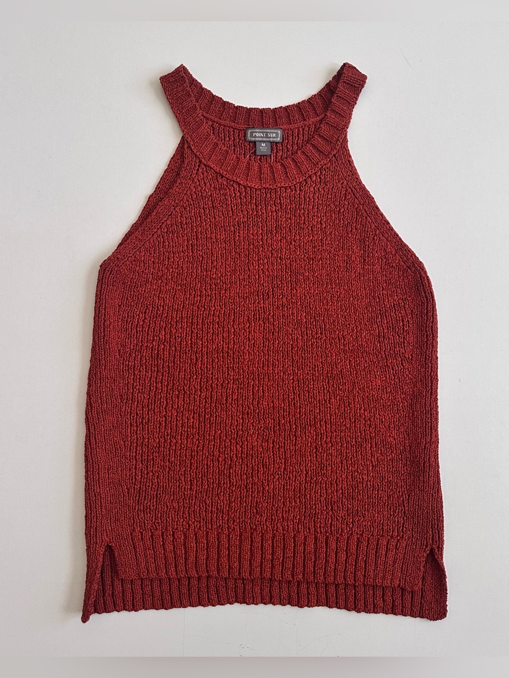 POINT SUR Rust Orange Halter Knit Tank Top Size Medium